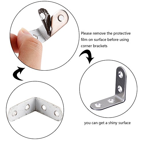 Teenitor Corner Brace, 40mmx40mm Stainless Steel Brace Corner Steel Joint Right Angle Bracket Fastener, 16 Pieces with Screws - Thumbnail 2