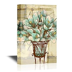 Canvas Wall Art - Vintage Flowers in Vase - Gallery Wrap Modern Home Art | Ready to Hang - 12x18 inches