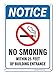 No Smoking Within 25 Feet of Building Entrance Sign, 10x14 Inches, Rust Free .040 Aluminum, Fade Resistant, Made in USA