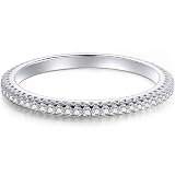 2mm Stackable Sterling Silver Ring With CZ - Size 9 Wedding Band, Comfort Fit, Platinum Plated - View #12