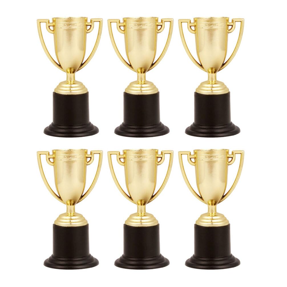 Toyvian Small Plastic Trophy 4 Inch Award Cup for Kids Sports Competitions Student Rewards Tournament Prizes Set of 6