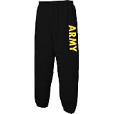 Black Classic Army Military Theme Elastic Bottom Sweatpants with Gold Print