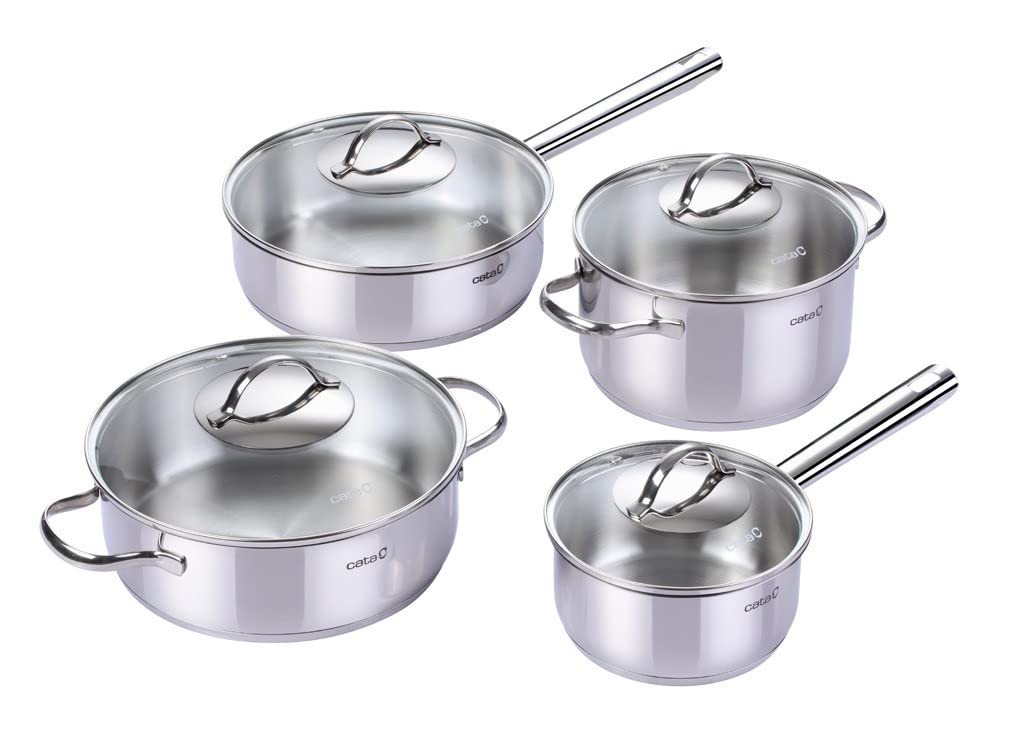 Tastingg | Professional Kitchenware Set | Cooking Pots | Stainless Steel Cookware | 5 Piece Cookware Set | Heavy Duty Glass Lids