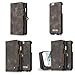 Leather Wallet Phone Case Card Holder Detachable Magnetic Slim Case with Zipper Storage , Gray , For 5.5 inches (iPhone 6 Plus / 6S Plus)
