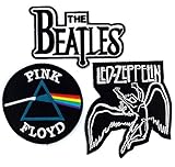 Set_ROCK010 - Pink Floyd Patch, The Beatles Band Patches and Led Zeppelin Patch, 3 Pcs Heavy Metal Patches, Applique Embroidered Patches - Rock Band Iron on Patches