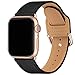LOVLEOP Bands Compatible with Apple Watch Band 38mm 40mm 44mm 42mm, Top Grain Leather Strap for iWatch Series 5 Series 4 Series 3 Series 2 Series 1 (Black+Rose Gold Connector, 38mm 40mm)