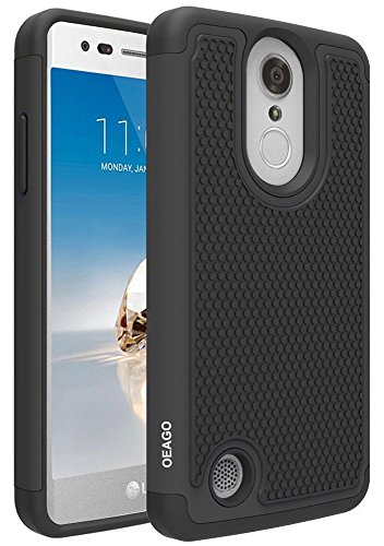 LG Aristo Case, LG Rebel 3 LTE Case, LG Phoenix 3 Case, LG Fortune Case, LG Rebel 2 LTE Case, LG Risio 2 Case, LG K8 2017 Case, OEAGO [Shockproof] Hybrid Dual Layer Defender Phone Case Cover (Black)