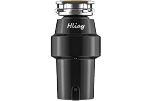 HLIAY DC Garbage Disposal 3/4 HP Quiet (60dB) with Cord & Dishwasher Hookup for Kitchen Sink Food Waste, 6-Stage Grinding, 3-Bolt, 110V 60Hz, 2700RPM, Continuous Feed, Titanium Stainless Steel