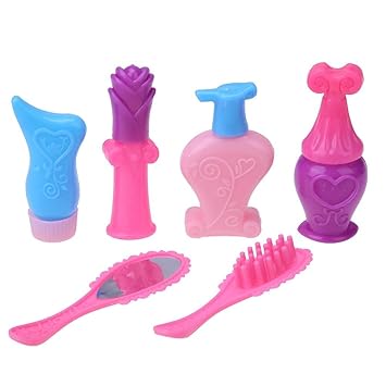 VIPECO Durable 6pcs Doll Accessories Comb Mirror Lipstick Plastic Toys Dollhouse Articles