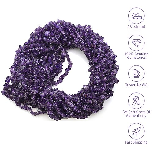 1 Strand (34inches) of Real Natural Amethyst Gemstone Chips Beads. Deep color, wholesale price. Prepared exclusively by GemMartUSA