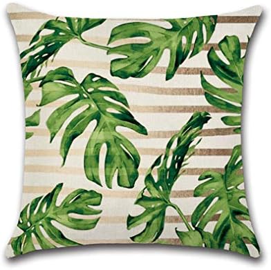 OUREIDOO Tropical Plants Palm Leaf Green Leaves Cushion Covers Cushion Cover Decorative Linen Pillow Case