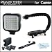 Deluxe LED Video Light w/ Support Bracket + 2 Batteries + Charger + Video Action Stabilizer Handle Kit For Canon EOS M, Rebel T5i, T5, SL1, T4i, T3i, 60D, 70D, 6D, EOS-1D X, EOS 5D Mark III DSLR, G1X Mark II, G7 X