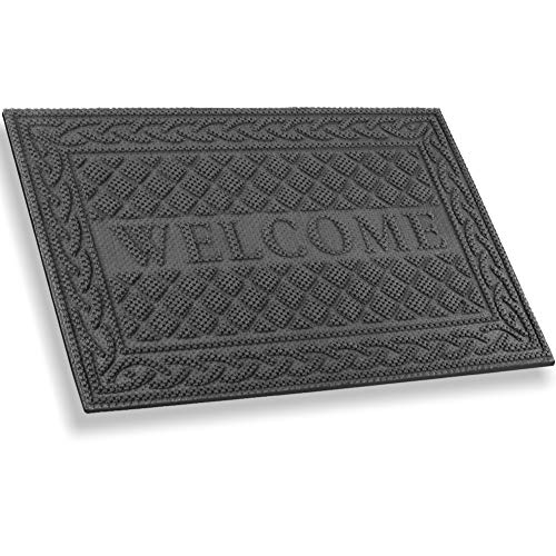 Mibao MBCS101MGY Entrance Door Mat, 24 x 36 inch Winter Durable Large Heavy Duty, 24" x 36", Gray