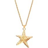 POYAMUSE Starfish Pendant Necklace for Women Y2K Ocean Charm Gold Silver Long Chain Summer Beach Jewelry Gift for Vacation Party Anniversary