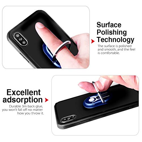 3 Pack Cell Phone Ring Holder Stand, Sanp 3 in 1 Universal Air Vent Car Phone Mount and Finger Grip Ring Kickstand, 360°Rotation & 90°Flip (Black&Sliver&Blue)