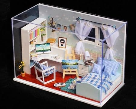 Amazon 男の子のお部屋 木製ミニチュアドールハウス 手作りキット ハウス おもちゃ