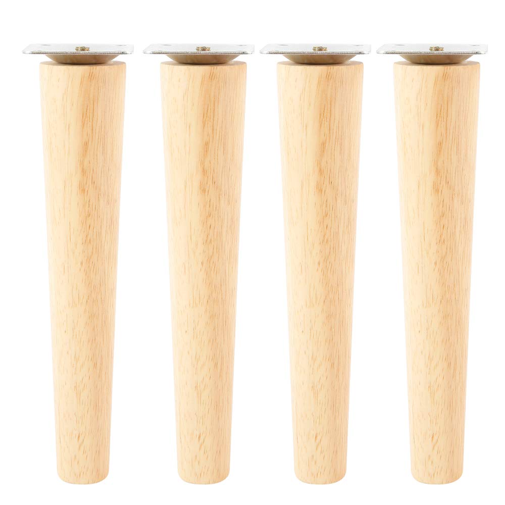 20cm Tapered Wooden Sofa Legs, 4pcs Sofa Replacement Height Furniture Legs Feet, Solid Wood Table Legs Dresser Legs with Screws Mounting Plate (20cm_Straight feet)