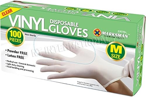 DiamondDeals Clear Vinyl Powder Free Gloves Medium