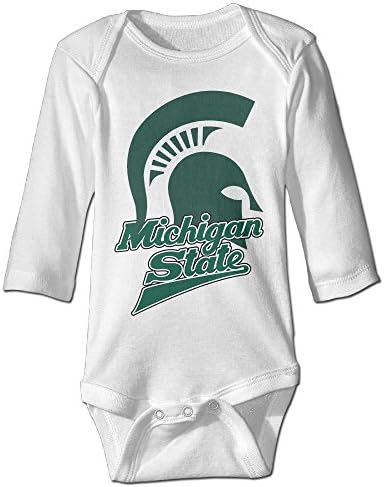 WG Tshirts Michigan State University MSU Spartans Infant Long Sleeve Romper Outfits Size 24 Months White