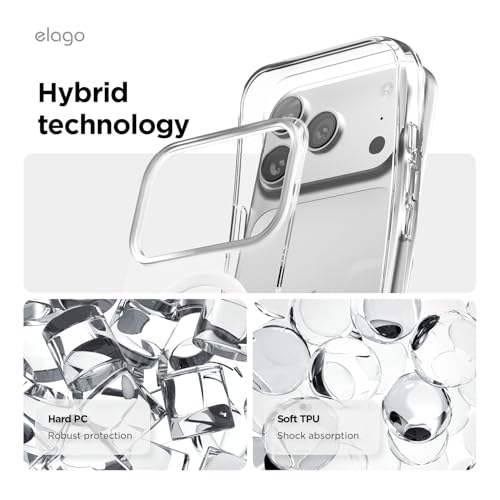 elago Funda Magnética Híbrida Transparente para iPhone 17 Pro 6,3'' - Compatible con MagSafe, Tecnología PC+TPU, Cristal Claro, Funda Protectora Antigolpes, Perfil Delgado (Clear)