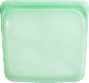 Stasher 907 Re-Usable Food-Grade Platinum Sandwich Bag for Eating From/Cooking, Freezing and Storing In/Organising/Travelling, 19.05 cm x 19.05 cm, Mint, Silicone