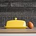 Now Designs Stoneware Rectangle Butter Dish with Lid, Lemon Yellow 4.5 x 8 in