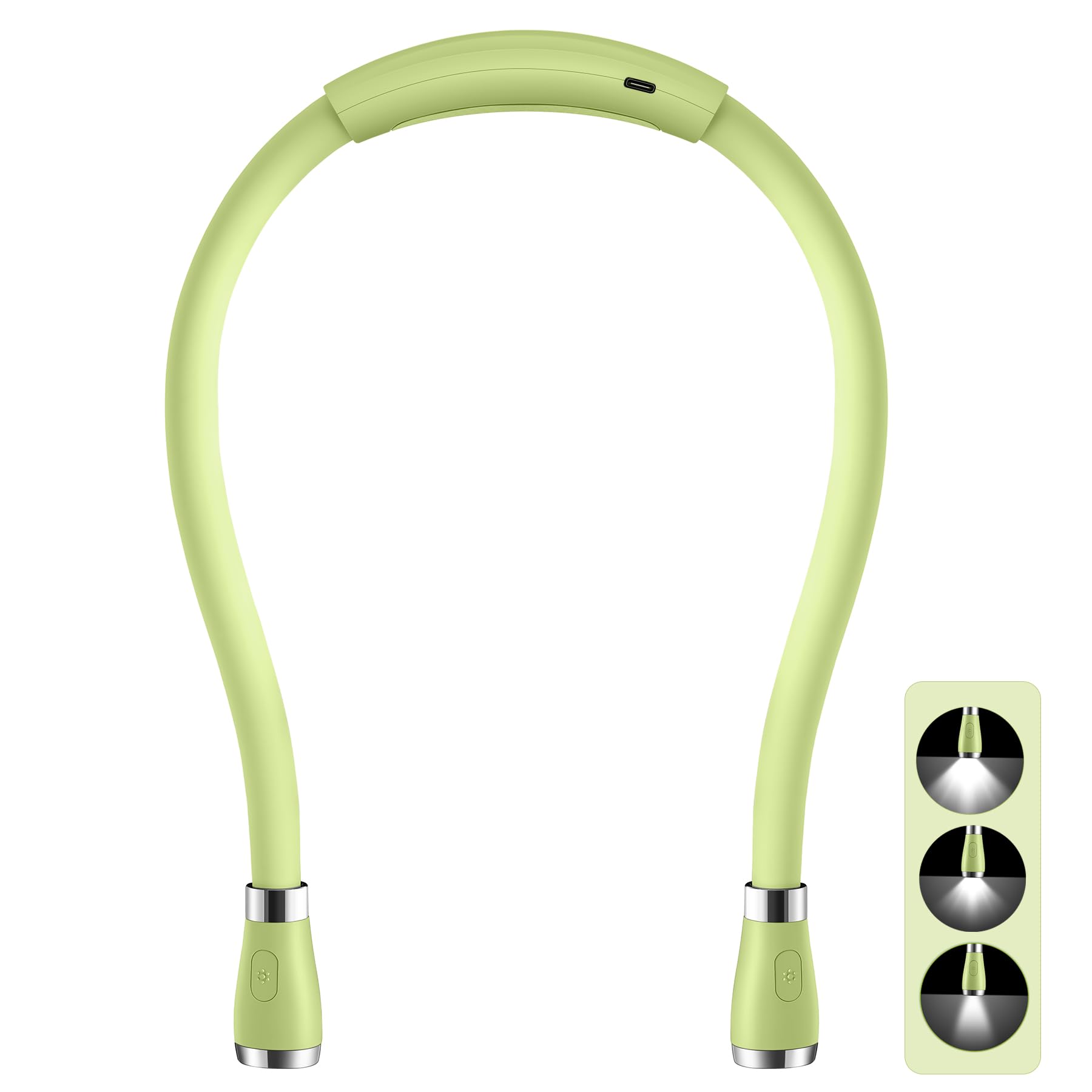 SingHong LED Neck Light, Reading Lamp, USB-C Rechargeable, Hands Free, 4 LED Bulbs, 4 Adjustable Brightness, for Reading in Bed or Reading in Car Lamp (Green)