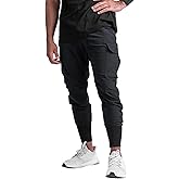 ZACAGO Men's Lightweight Cargo High Rib Jogger Slim Fit Workout Pants with Zip Pockets