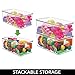 mDesign Plastic Stackable Toy Storage Bin Container Box with Hinge Lid for Organizing Living Room, Play Room, Bedroom, Nursery, Hold Blocks, Puzzles, Books, Lumiere Collection, 4 Pack - Clear