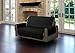Linen Store Furniture Protector, Quilted Microfiber Machine Washable Loveseat Cover with Tucks & Elastic Strap Perfect for Kids, Dogs, Pets (Black, Loveseat)