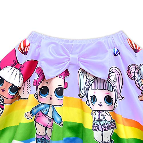 Rohero Toddler Baby Girls Swimsuits Two Piece Doll Print Ruffle Swimwear Bathing Suit for Doll Surprised (120cm/ 4-5Y, Rainbow Purple)