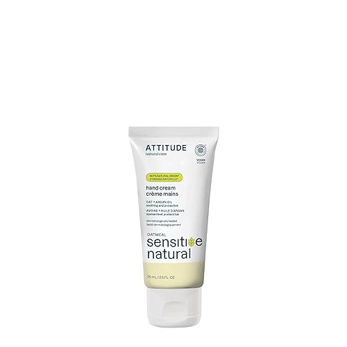 ATTITUDE Hand Cream for Sensitive Skin with Oat, EWG Verified, Dermatologically Tested, Vegan, Argan Oil, 2.5 Fl Oz