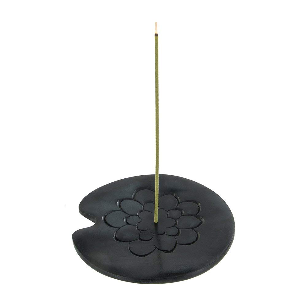 AROMANDISE Lotus Incense, Stone, Black, 1.7 x 11 x 11 cm