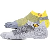 FiveFingers Athletic No-Show Socks - Athletic Socks - Athletic Athletic Socks - Athletic Socks with Fingers, Running, Hiking, Yoga, Training, Climbing-Yellow, Coolmax Grey, Nylon, Lycra-Size M