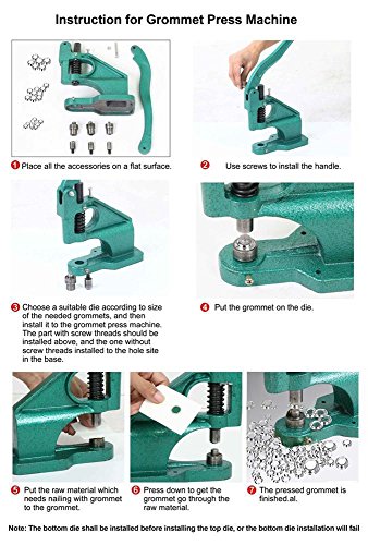go2buy Heavy Duty 3 Die (#0#2#4) Grommet Machine Hand Eyelet Press Hole Punch Tool with 1500 Silver Grommets Eyelet