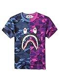 Christo Boy's Casual Fashion Crewneck T Shirt Camo Tees Unisex Pullover Tops Blue L