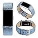 AK Fitbit Charge 2 Leather Band, Replacement Luxury Genuine Leather Band Strap for Fitbit Charge 2 (grid blue)
