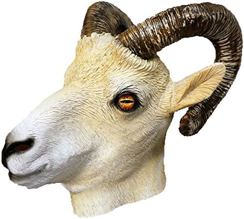 State Of Latex ® Latex Full Head Realistic Farmyard Animal Male Sheep Ram with Horns Cosplay Fancy Carnival Party Mask