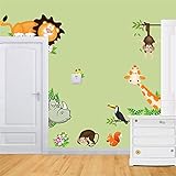 Botrong Jungle Animal Cartoon Cute Monkeys Big Trees Removable Wall Stickers Home Decor Decals For Children's Room Nursery
