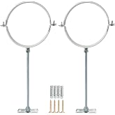 2 Sets 8 Inch Adjustable Pipe Bracket，Heavy Duty Galvanized Iron Stove Pipe Hanger Strap，Wall Support Chimney Pipe Holder，Round Split Ring Vent Conduit Carrier Kit，with All Mounting Screws