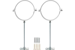 2 Sets 8 Inch Adjustable Pipe Bracket，Heavy Duty Galvanized Iron Stove Pipe Hanger Strap，Wall Support Chimney Pipe Holder，Rou