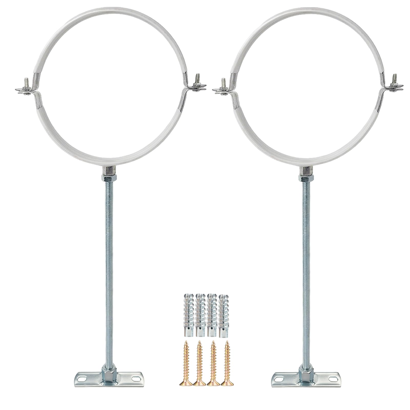 Photo 1 of 2 Sets Adjustable Pipe Bracket?Heavy Duty Galvanized Iron Stove Pipe Hanger Strap?Wall Support Chimney Pipe Holder?Round Split Ring Vent Conduit Carrier Kit?with All Mounting Screws (12-Inches)