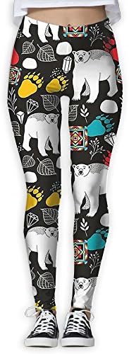 Ninena Chy Polar Bear Footprint Womens Casual Yoga Leggings Patterned Workout Leggings Jogger Pants For Gym Home Outdoor Size Small!