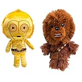 Star Wars Chewbacca and C3PO Funko (Set of 2) Galactic Plushies Cute Stuffed Animals Toys for Kids and Adults