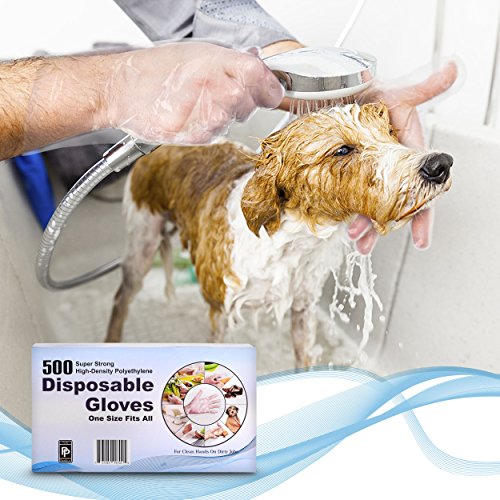 Disposable Poly Gloves, One Size Fits All, 500 ct, Great for Food Preparation, Latex Free, BPA Free