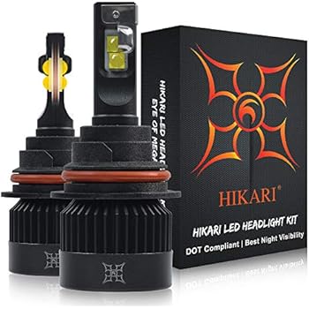 HIKARI 2020, 9007 HB5 LED Headlight Bulbs, 150% Brightness, 100% Extra Night Visibility, TOP XHP50.2 LED 10000lm 6000K Cool White