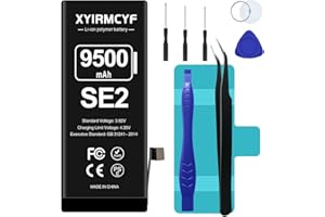 XYIRMCYF 9500mAh Super Capacity Battery Compatible with iPhone SE2 (SE 2020 2nd Generation), 0 Cycle Li-Polymer Replacement Battery for iPhone SE 2020, with Professional Repair Tool Kit