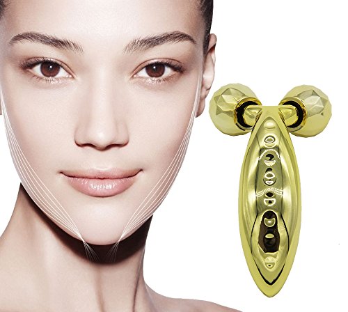 3D Face Massager Roller Face Slimming Full Body Shape Massager Face Lifting Wrinkle Remover Massage Relaxation Tool - Gold