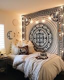DIYANA IMPEX Elephant Tapestry Indian Wall Decor Hippie Mandala Tapestry Boho Tapestry White Color Wall Hanging (Black and White)