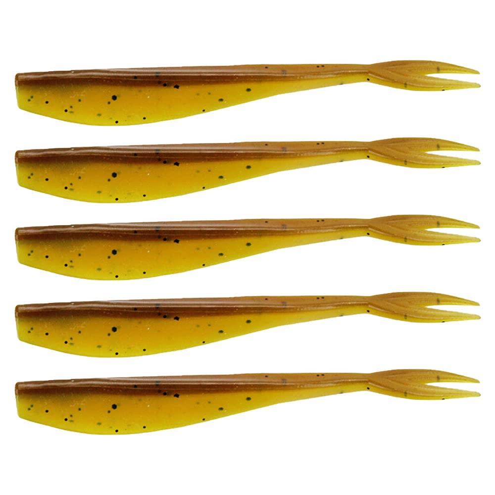 ANCLLO 50PCS Soft Lures Soft Plastic Baits Paddle Tail Swimbaits for Bass Trout Topwater Fishing Lures 70mm Gold